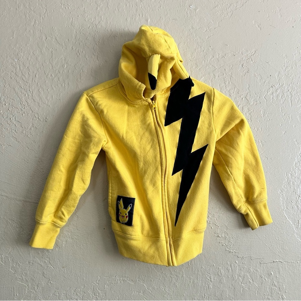 Pokemon Yellow Pikachu Hoodie with Black Lightning Bolt
